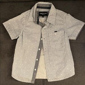 Kenneth Cole Kids Gray and White Patterned Button Down Shirt